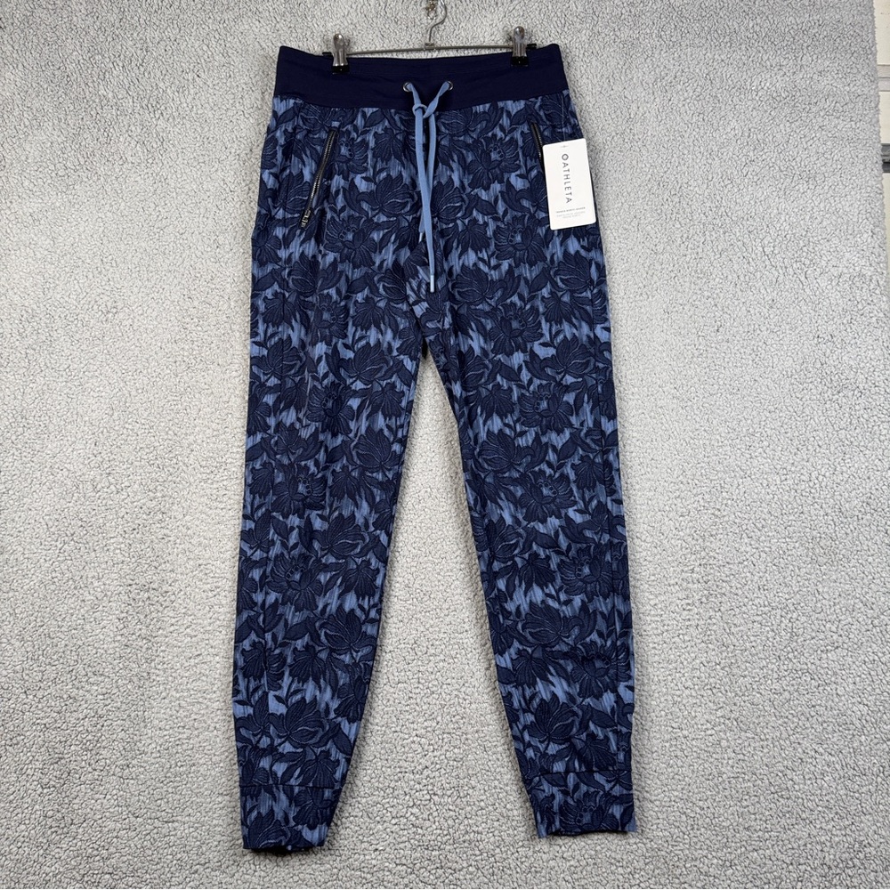 Athleta Pants Womens Size 6T Blue Floral Trekkie North Jogger Textured Ankle NWT